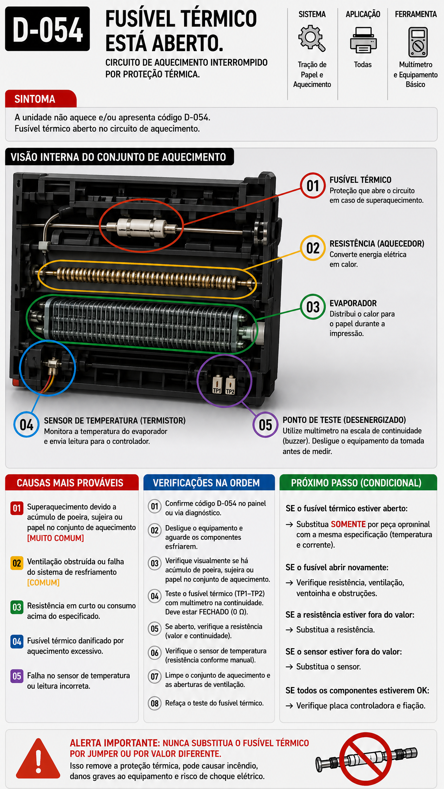 Diagnóstico D-054 Fusível Térmico Aberto